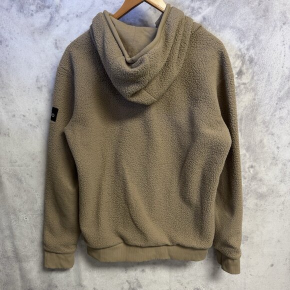 Alo Fleece Sweatshirt Jacket Medium 22.5x26.5 Brown Micro Sherpa Yoga - Picture 2 of 16